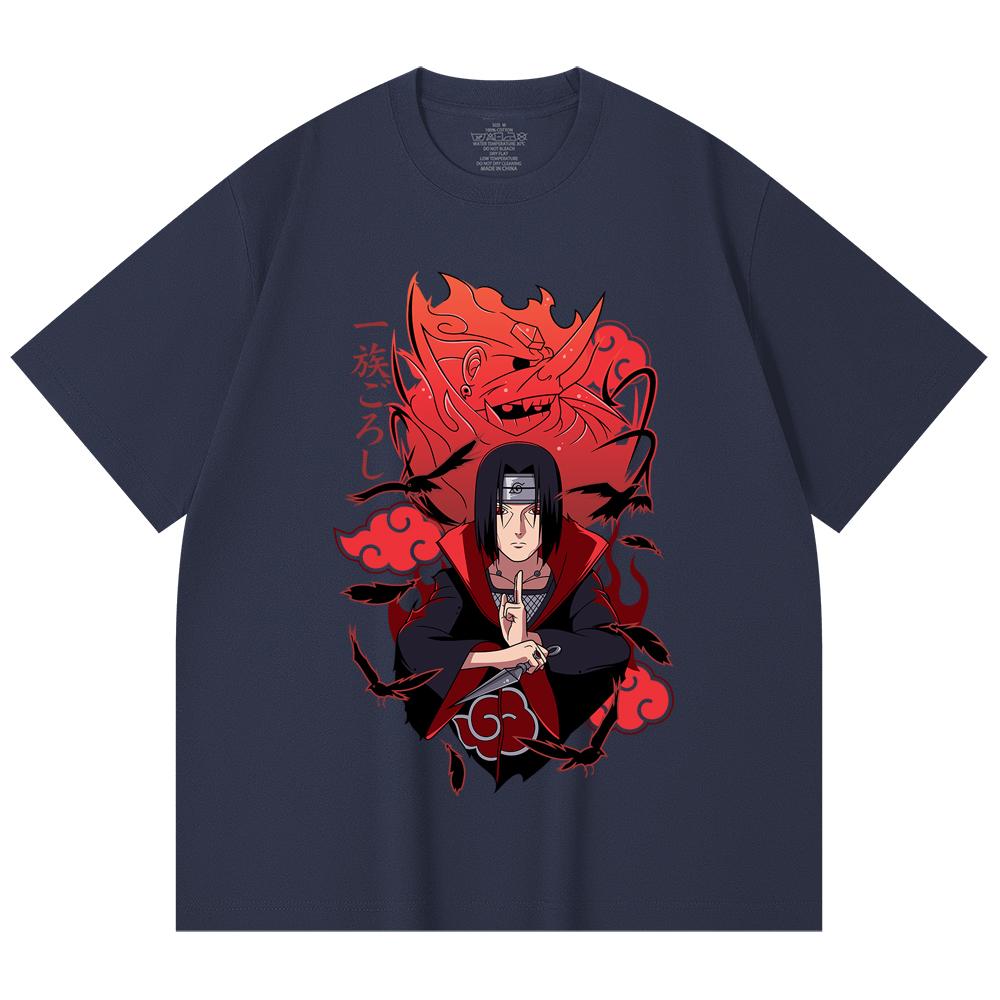 230 g/m² 100% bavlna Naruto V12 potisk Itachi Unisex těžké bavlněné tričko