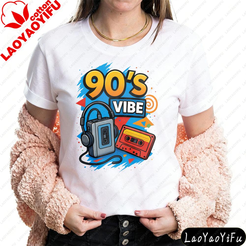 Retro 90s Style TShirt Cassette Tape And Headphones Graphic Printed Shirt Unisex Unisex Fashion Casual Crewneck Cotton Tee Tops