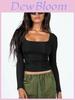 T Shirt For Women Sweater Knit Long Sleeve With Ribbed Design For Streetwear Fashion