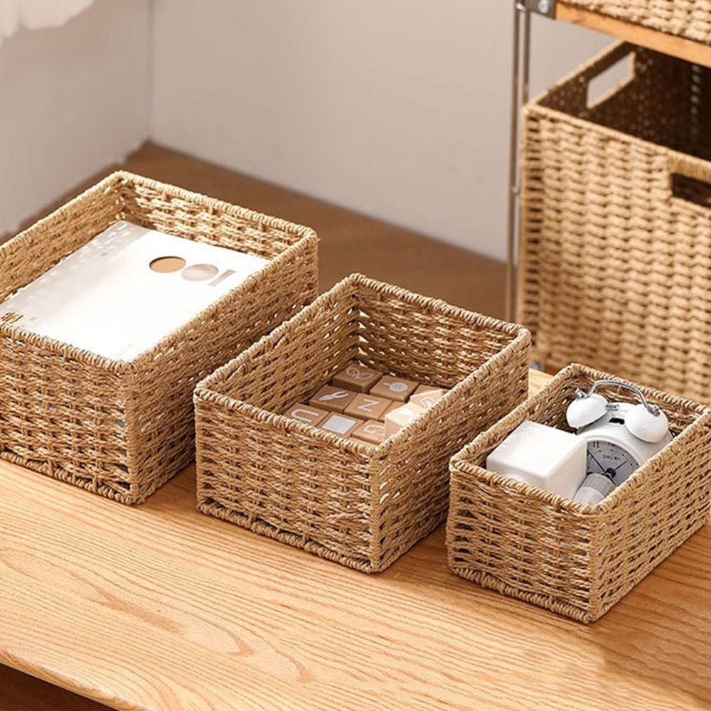 Handmade Cosmetics Storage Box Rectangular Coffee Table Storage Basket  Living Room