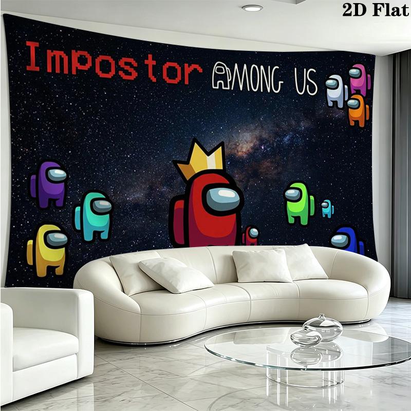 Among Us Wall Tapestry Aesthetic Wall Hanging Printed Fabric Blanket Decorative Tapestries for Bedroom Living Room Home Decor