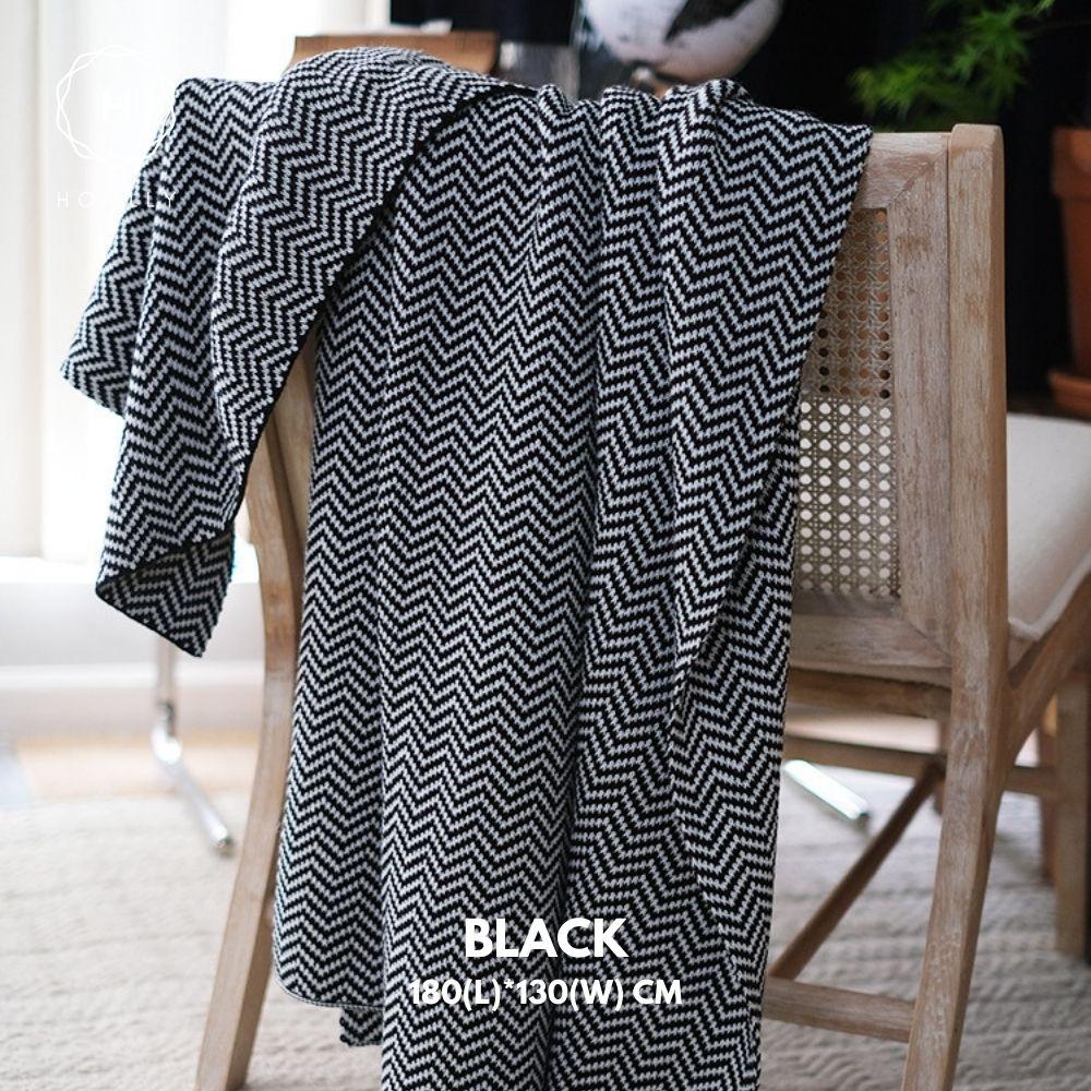 Homlly Herringbone Knitted Soft Woven Blanket Throw