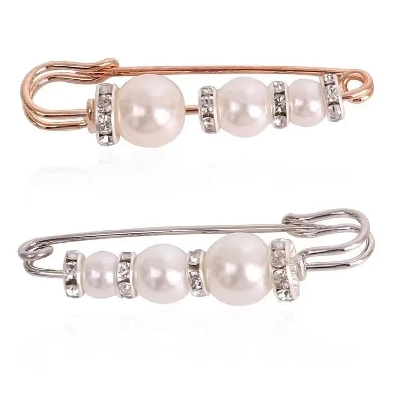 Creative Cheap Personalized Decorative Brooch Pearl Retro Diamond-encrusted Metal Beaded Silk Scarf Buckle Pearl Brooch