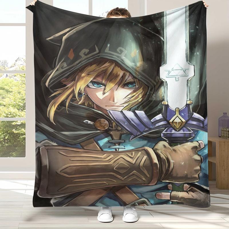 Retro Z-Zelda Cartoon Link Games Flannel Blanket,Ultra Soft Warm Plush Throw for Home Bedroom Bed Sofa Cover Camping Picnic kid