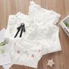 2022 Girls' Long Sleeve Lace White Shirt - Casual Spring Toddler & Student Apparel