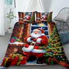 Cartoon Santa Claus Duvet Cover Elk Christmas Bedding Set With Zipper 1 Duvet Cover 2 Pillow Case Queen King Bedroom Decor