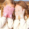 High Elasticity Cartoon Rabbit Gloves Windproof Kids Hand Warmers Knitted Gloves  For Kids
