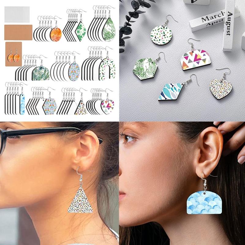 Sublimation Earrings with Cardboard Double Sided Heat Transfer Love Heart Water Drops Round Various Shapes Earrings
