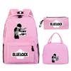 3 Piece School Backpack Set for Students Large Capacity Oxford Cloth Schoolbag with Shoulder Strap and Pencil Case