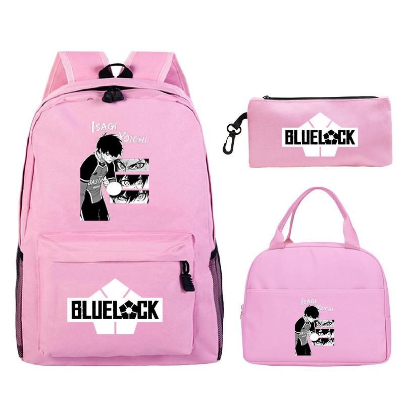 3 Piece School Backpack Set for Students Large Capacity Oxford Cloth Schoolbag with Shoulder Strap and Pencil Case