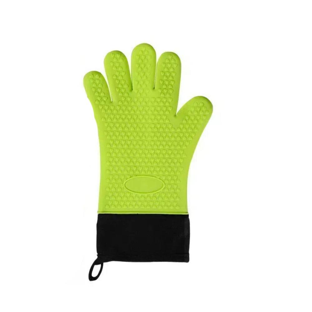 Kitchen Bar Supplies Double Layer Oven Gloves Heat Resistant Flexible Baking Gloves Anti-Scalding Silicone Oven Mitts Pots Pans