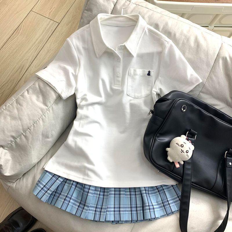 

Автентична сорочка-поло JK Uniform: Японський академічний стиль, приталений топ з вишивкою та коротким рукавом XS