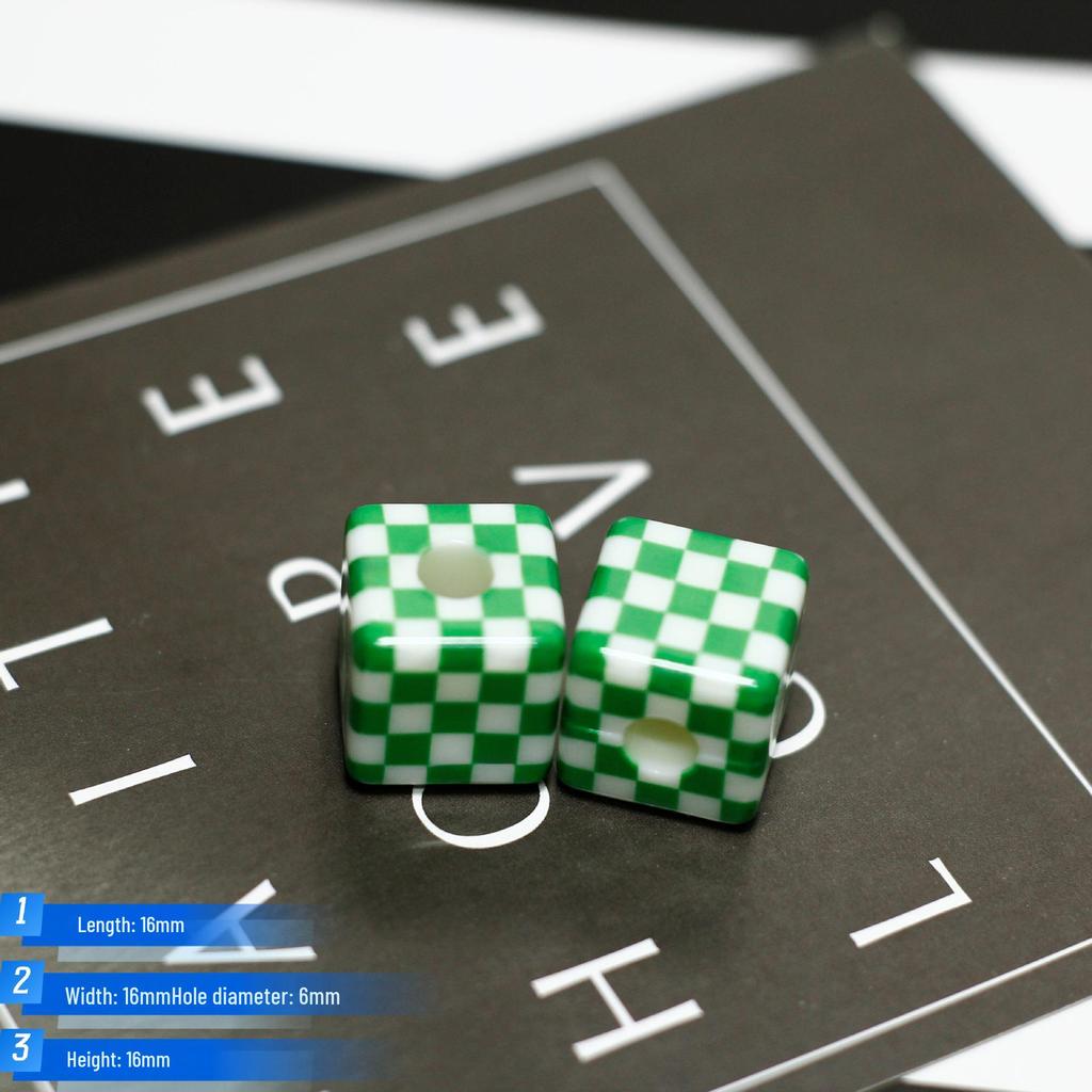 Acrylic Checkered Square Beads DIY Phone Chain Pendant Jewelry Accessories
