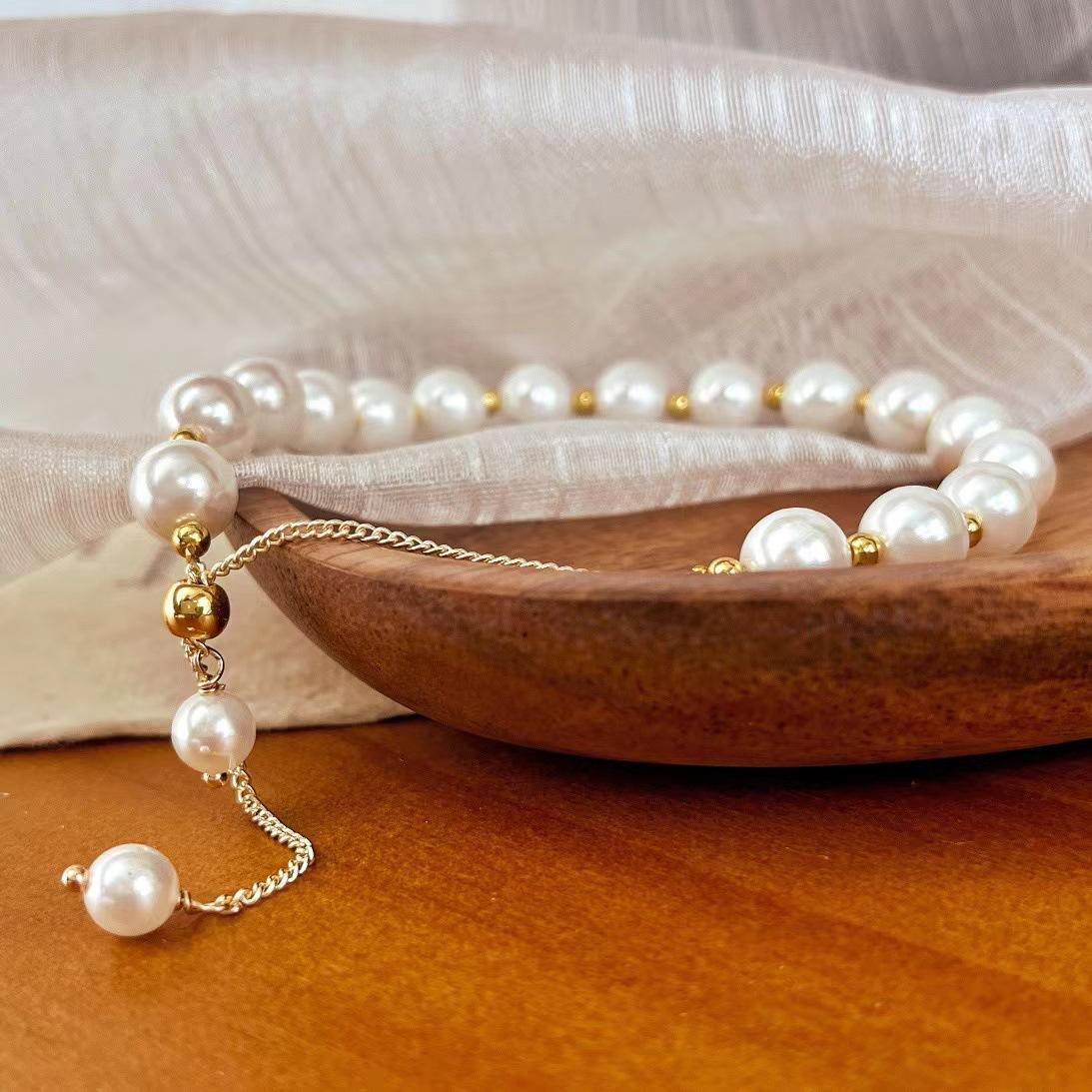 Retro White Bead Gypsy Star Bracelet Pull Bracelet Adjustable Size