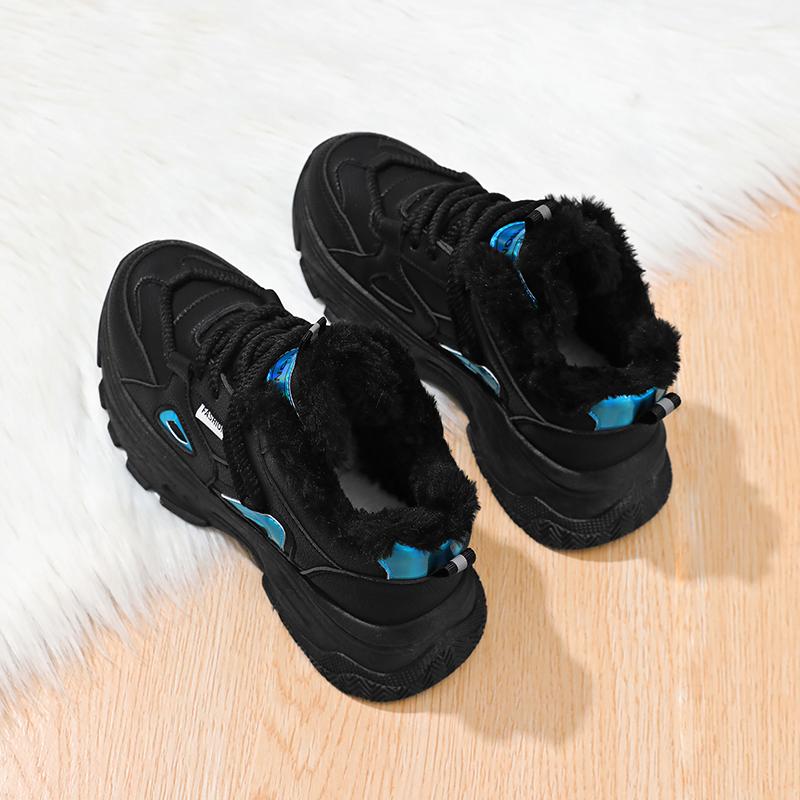 TUINANLE Teplé zimní tenisky dámské kožešinové bavlněné boty ležérní sportovní skateboardové trenéry plyšové pohodlné sněhule