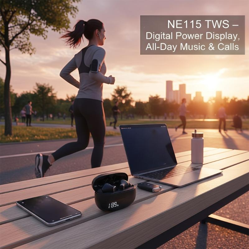 NE115 Wireless Sports In Ear Headphones With Digital Battery Display For Long Music Playbacks