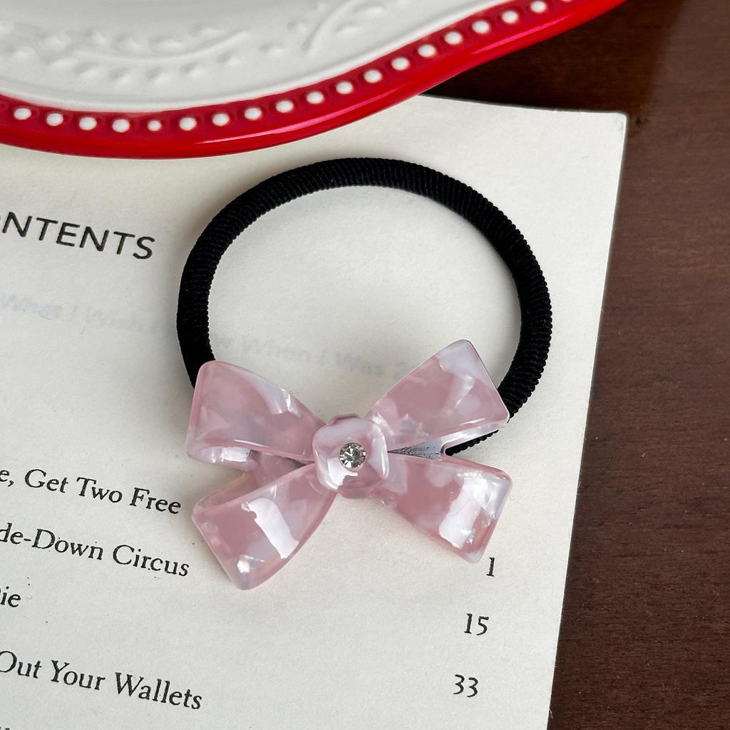 Korean New Cute 4.5cm Stereoscopic Bow Hair Tie Hair Clip For Sweet Girls Rhinestones Acetate Hair Rope Duckbill Clip