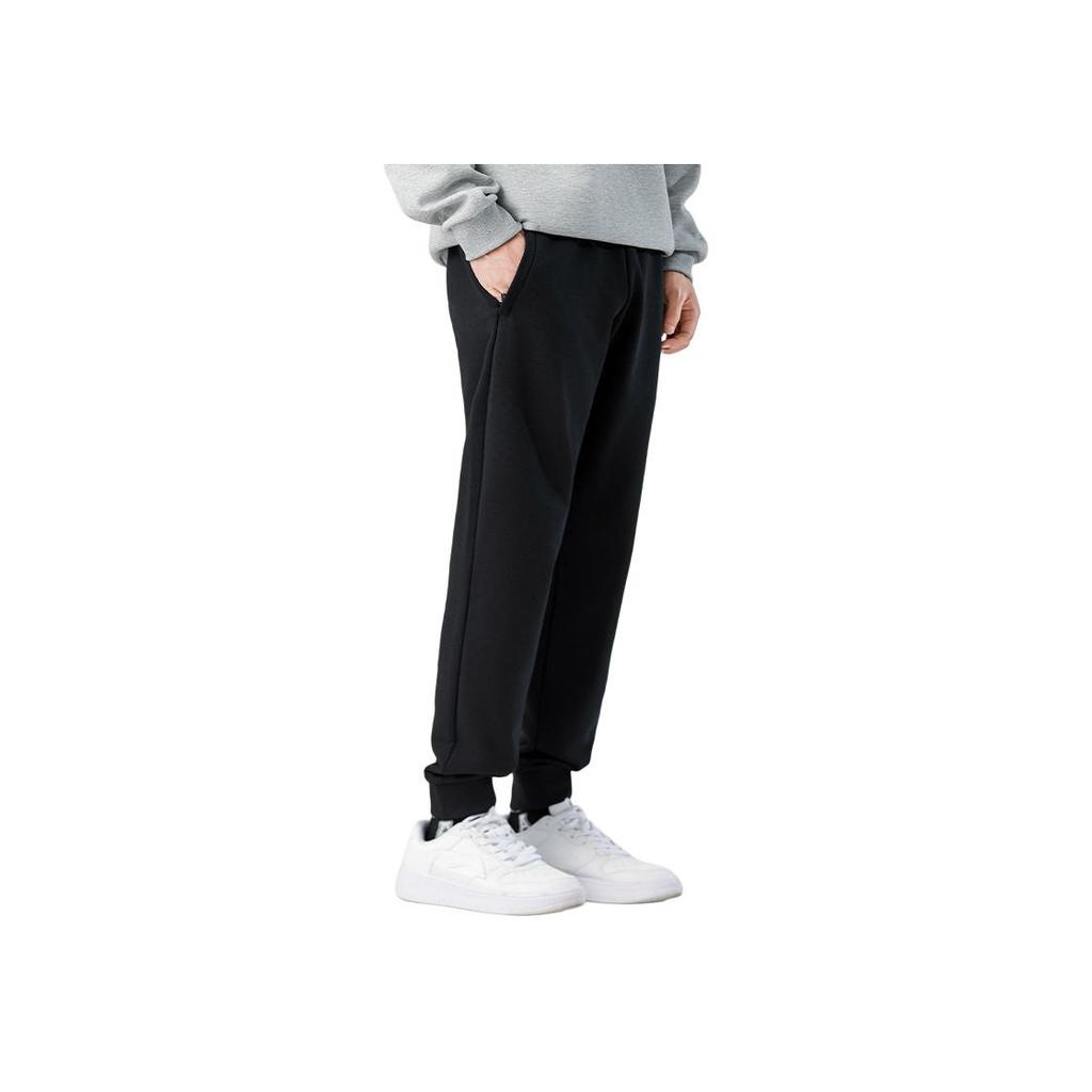 Li Ning Sports Lifestyle Series Solid Color Loose Fit Cuffed Moisture Wicking Breathable Casual Pants Men Pants Black AKLTE51-1