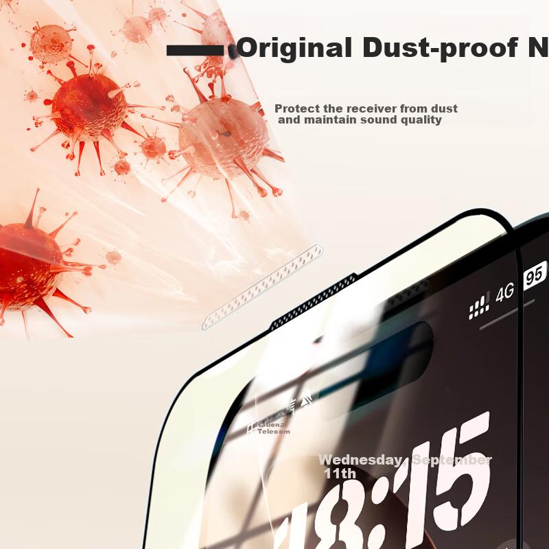 2 Pieces Tempered Glass Screen Protector for Apple IPhone 17/16 Pro, Full Coverage HD Earpiece Dust-Proof Ultra-Thin Shatterproof