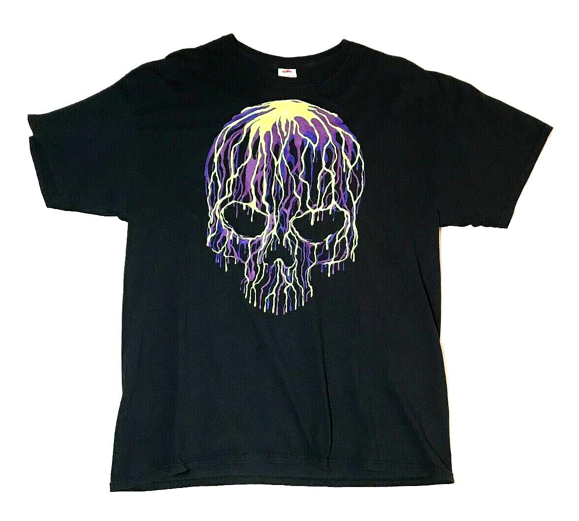 Mens XL Skull Shirt Black Dripping Skull Graphic Halloween T-Shirt S