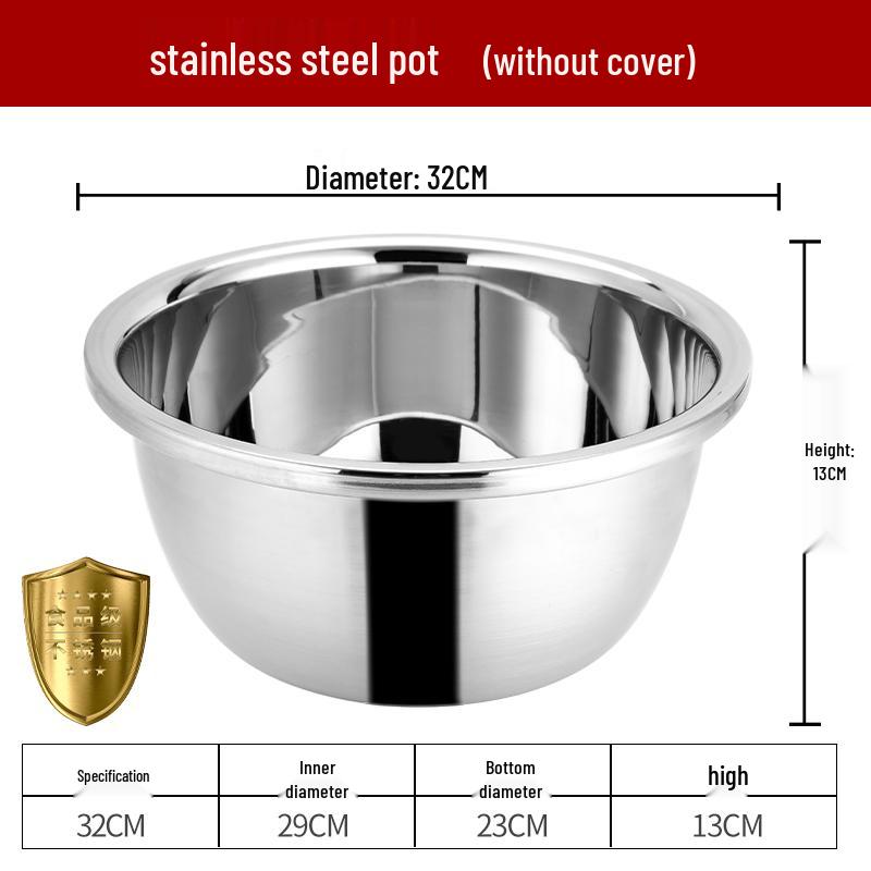 304 Stainless Steel Multi-Use Basin with Lid - Ideal for Washing Vegetables, Kneading Dough, Mixing, and Cooking