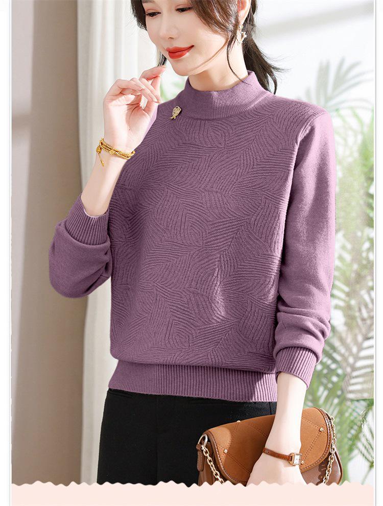 Autumn Thick Knit Lapel Sweater for Middle-Aged Women 50+