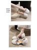Rhinestone Fuzzy Mary Janes - Women's Autumn/Winter 2025 Chunky Heel Closed-Toe Sandals