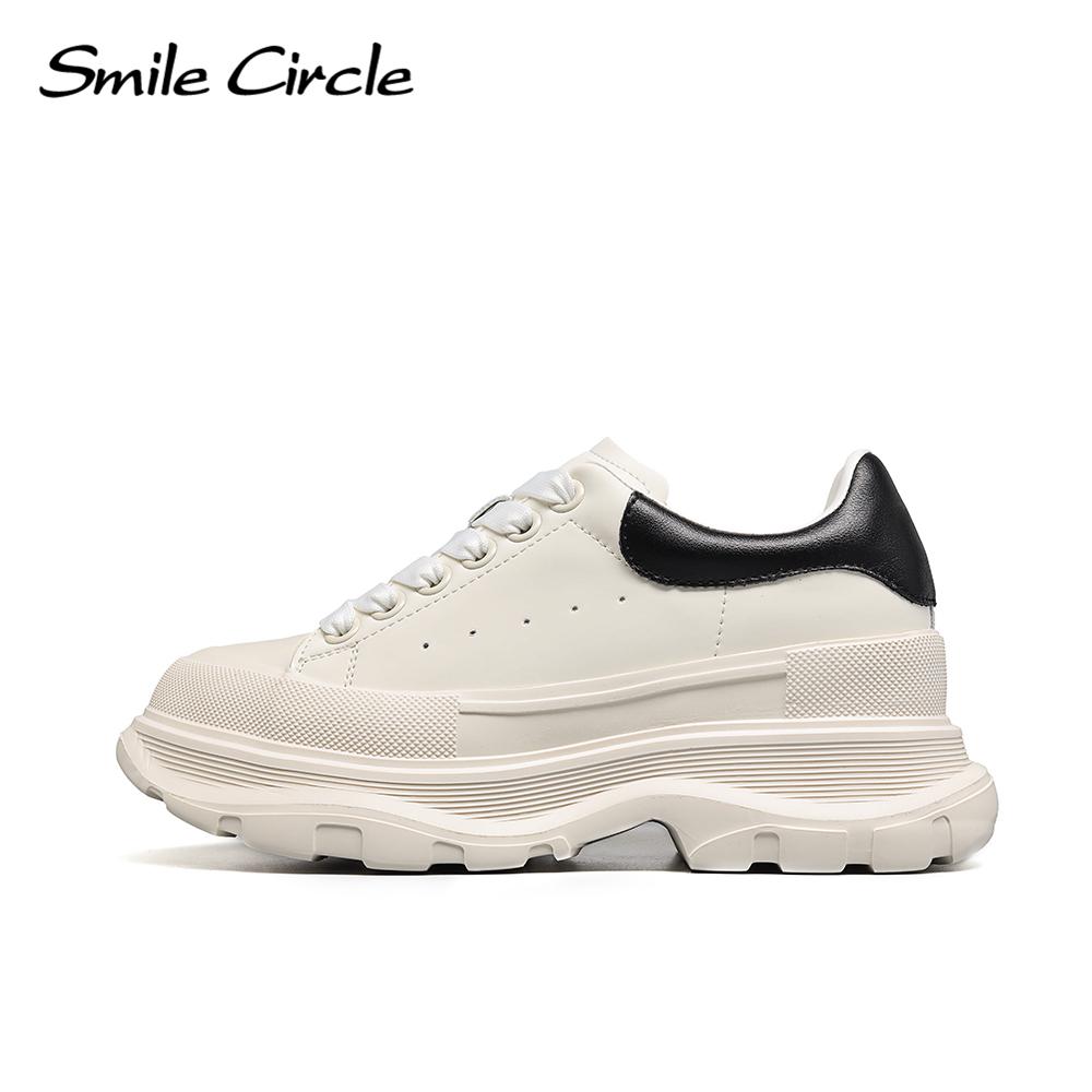 Damen-Sneaker aus klobigem Leder, erhöhende Schnür-Freizeitschuhe, runde Zehen, luxuriöse Sportschuhe