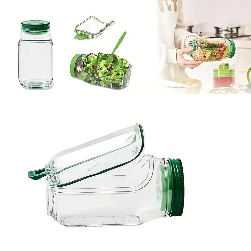 1 ud. herramienta de almacenamiento para hacer ensaladas de apertura lateral, práctico recipiente para el almuerzo con caja para condimentos