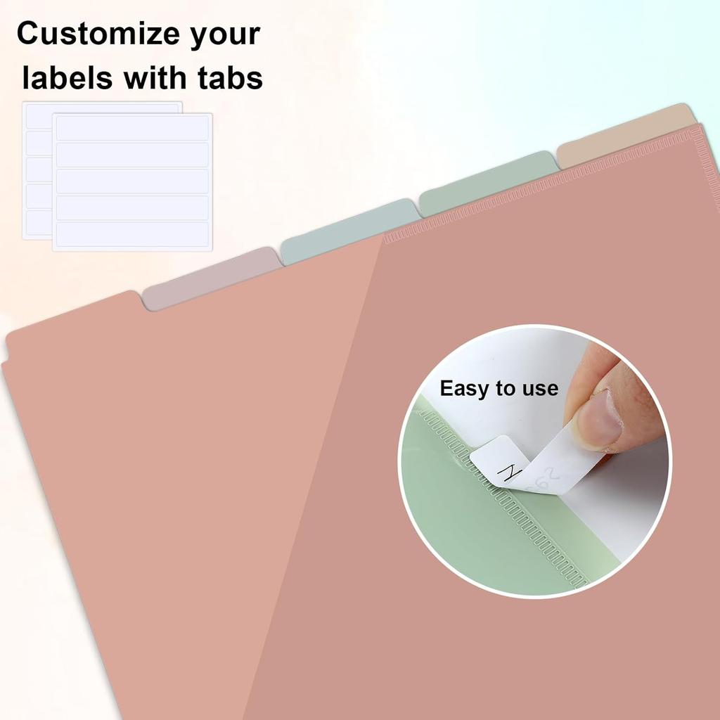 gisgfim 4set 5 Tab Discbound Pocket Dividers 8.5 x 11 with Pockets, Tabs & Colorful Plastic Dividers for Business Office(Boho)