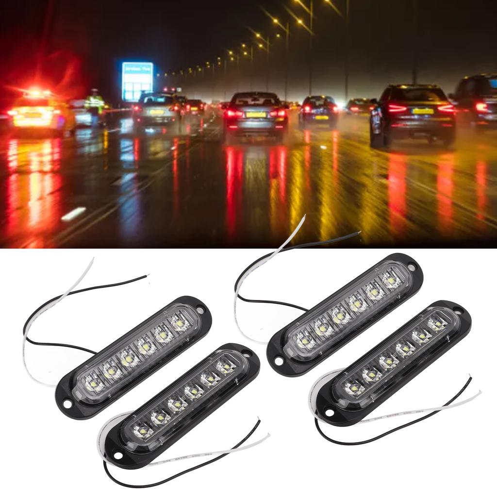 4Pcs Truck Side Lights High Brightness 90LM IP65 Waterproof 6 LEDs Truck Emergency Flash Light 12‑24V