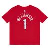 Nike NBA Collaboration Pelicans Dri-Fit T-Shirt Williamson Crew Neck Letter Comfortable Short Sleeve Kids Tops Crimson 3Z2B311FA-PELZW