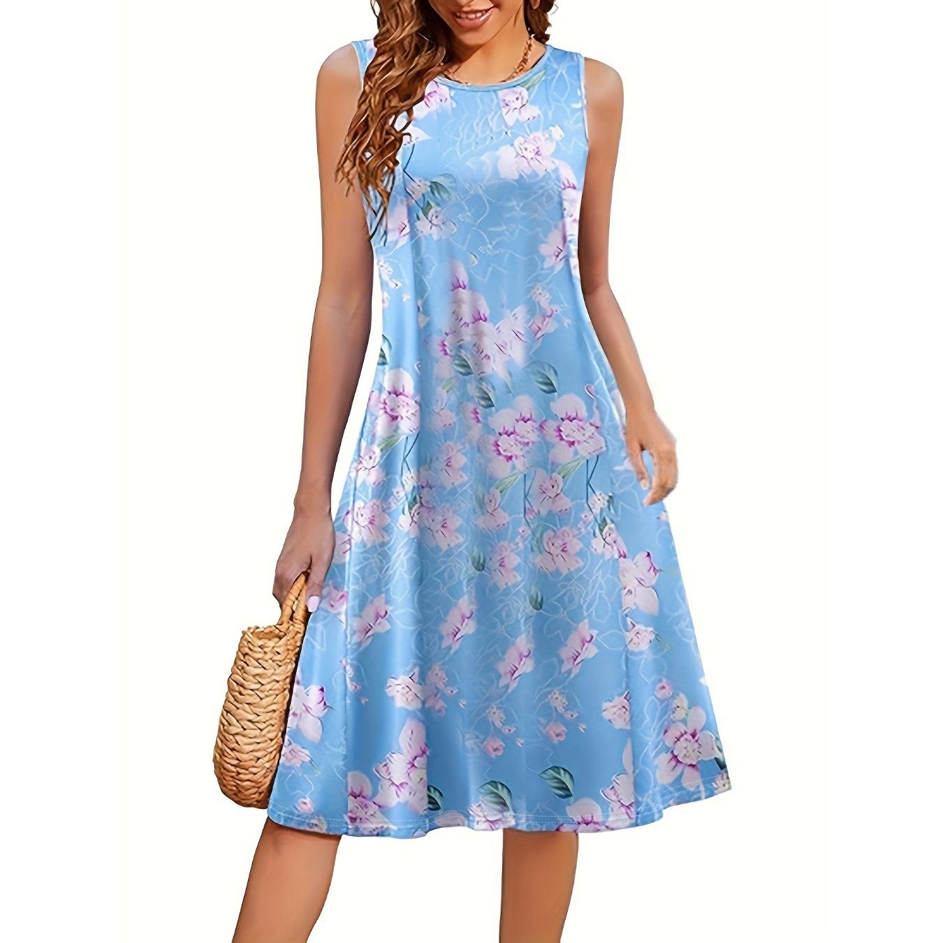 

GMXIA Модное элегантное многоцветное принтованное женское платье-топ с круглым вырезом и цифровой печатью XXL baby голубой