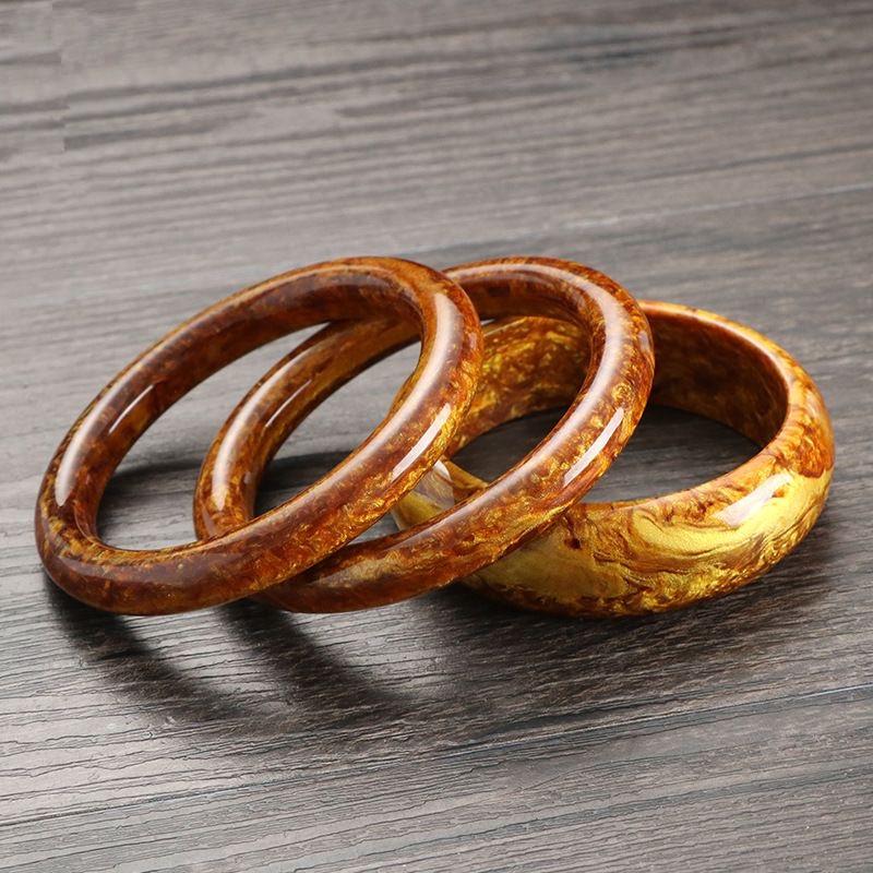 Gold Silk and Black Coral Sea Willow Bangle – Men's and Women's Gift Accessory