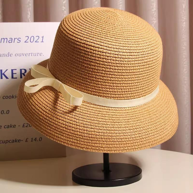 

Bow Dome Lafite Straw Hat Women s Summer Elegant Sun Hat Beach Vacation Sunscreen Sunscreen Basin Hat Basin Hat хакі
