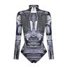 Women's armor 3D printed cosplay long sleeve zipper tight swimsuit