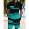 Sommeranzug 3D-Druck Herren Freizeit Kurzarmanzug Geeignet für Sportanzug Herren Rundhals Kurzarm Oberteil Und Shorts