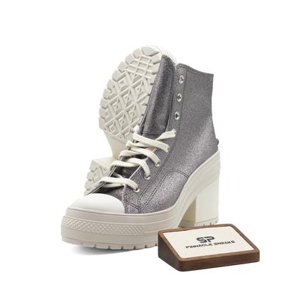 Chuck 70 De Luxe Dames Mid Top Sequined Canvas Schoenen Slijtvast Ademend Grijs A08177C