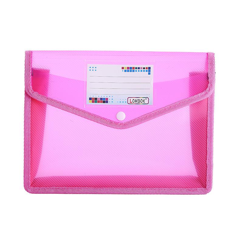 Colorful File Folder with Label Pocket Horizontal Snap Button Portable Examination Paper Document File Organizer Bag School Supplies