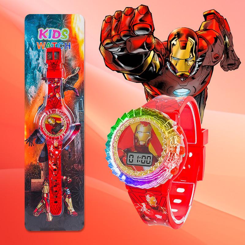 Kinder Cartoon LED Uhr mit Iron Man Batman Frozen Hello Kitty Design für Schulkinder