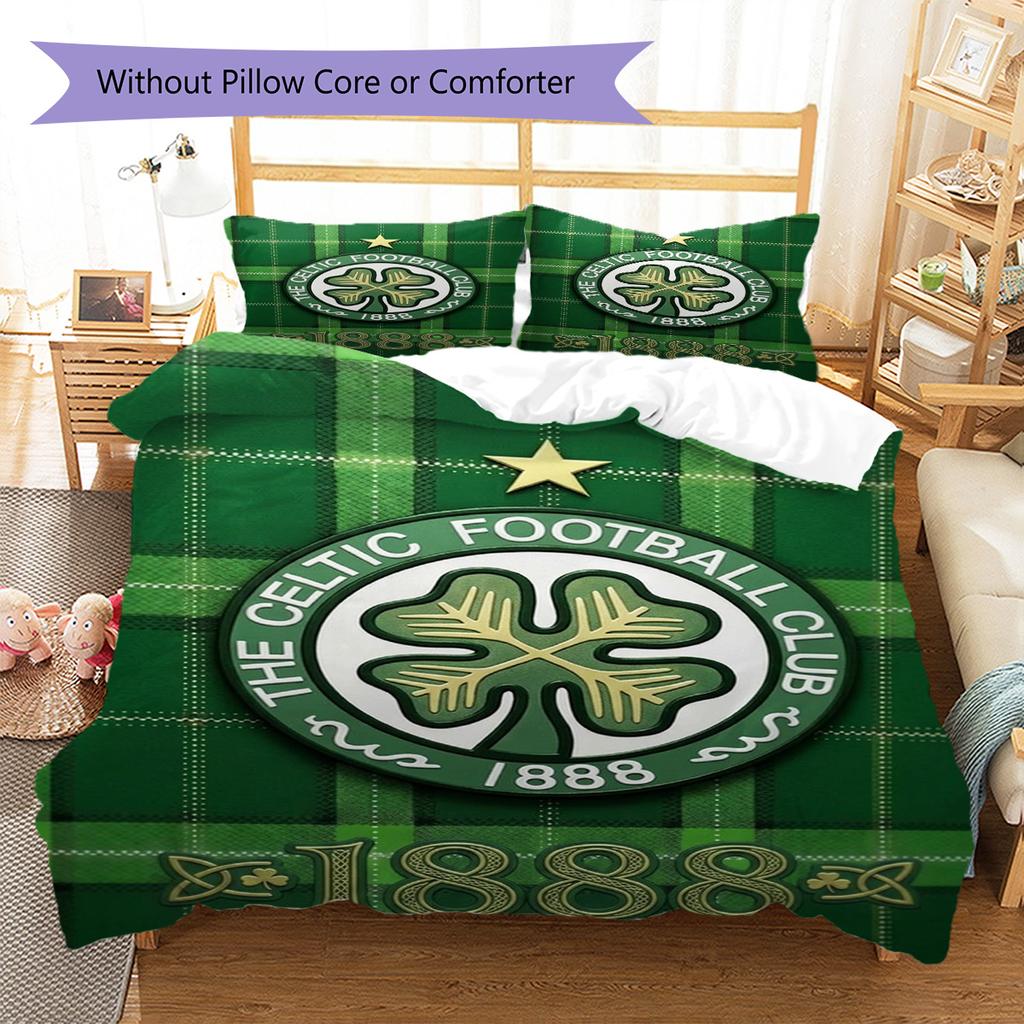 Set Biancheria da Letto con Motivo Logo Celtic FC Copripiumino Federa Decorazione per la Casa Regalo (1 * copripiumino + 2 * federa, senza nucleo)