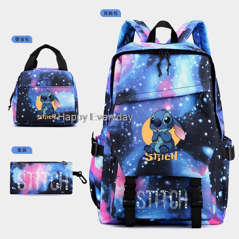 School Bag Female Male Student Backpack Cartoon Laptop Youth Backpack 3-Piece Set