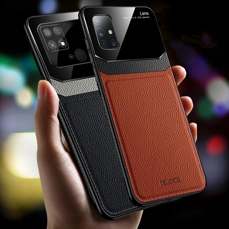 Texture Leather Mirror Glass Case For Samsung Galaxy A53 A23 A12 S22 S21 Xiaomi Redmi Note 11 A1 10C Huawei P50 iPhone 14 13 12 11 Pro Max Soft Cover
