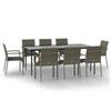 VidaXL 9-piece Garden Dining Set and Cushions Black and Grey 3185130