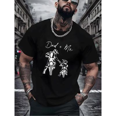 European Sizes Men Casual Crew Neck T Shirt Dad Me Horse Riding Graphic Print Mens Fashion Street Style Adult Male Casual Wear