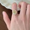 Retro Rose Shell Pearl Ring Female Colorful Sugar Cube Ring  Personality Adjustable Wave Pattern Ring Jewelry Gift