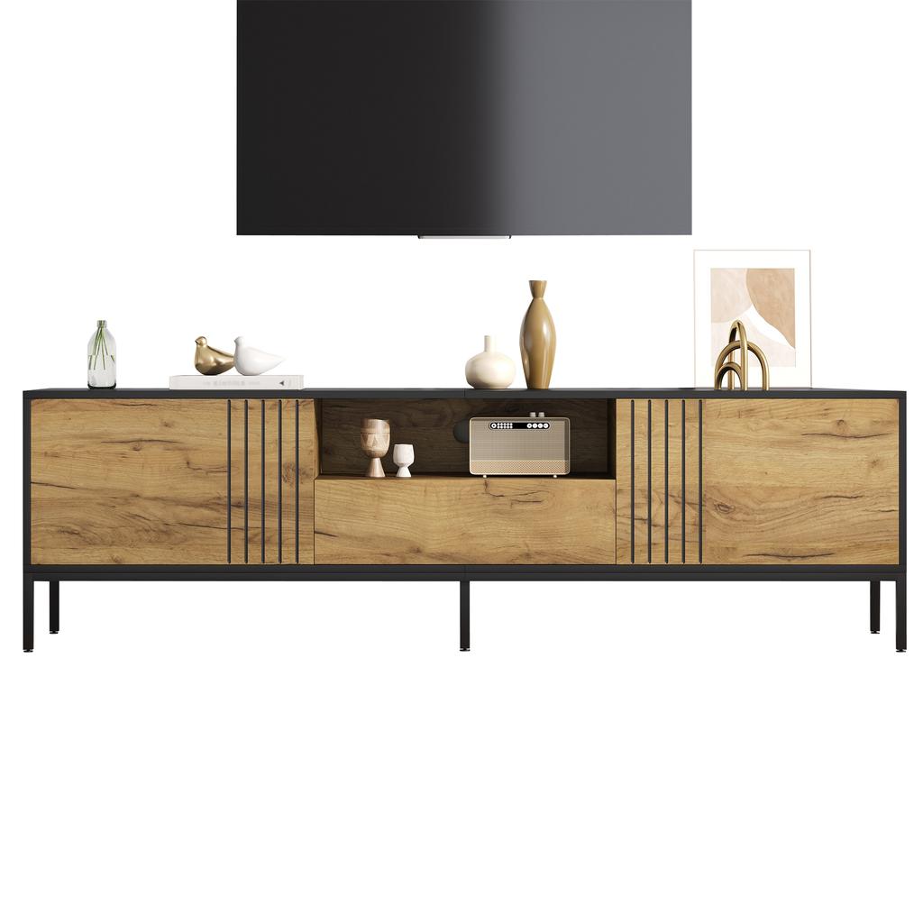 170*35*50cm TV Cabinet, TV Console with 2 Cabinets and 1 Drawer, TV Table, TV Stand, Living Room Cabinet, suitable for TVs up to 70 inches