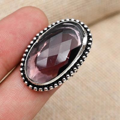 Lila Amethyst Edelstein 925 Sterling Silber handgefertigter Schmuck Ehering