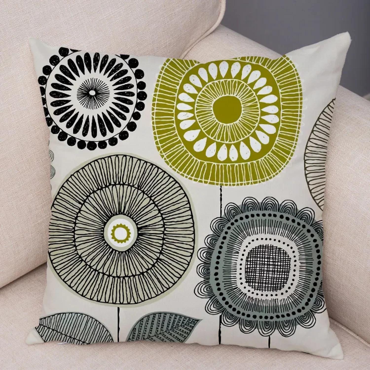 Декоративная наволочка для подушки с абстрактным рисунком, геометрическим узором, изображением растения, дерева, цветка. Для дивана, дома, автомобиля.,(1) 30x30cm