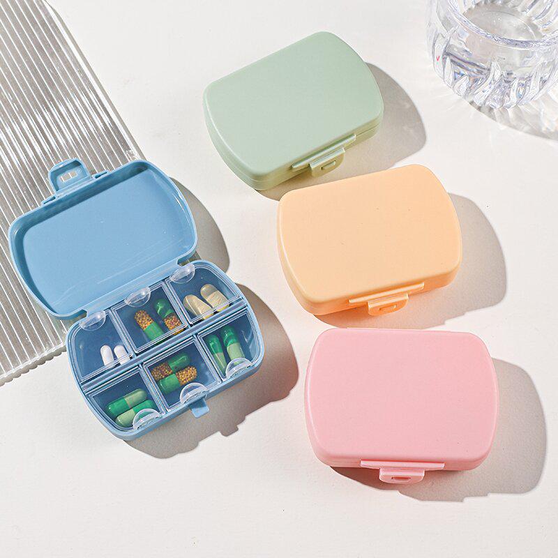 Eco-friendly Portable 6-Grid Pill Box - Dustproof, Mini, with Custom Logo Option